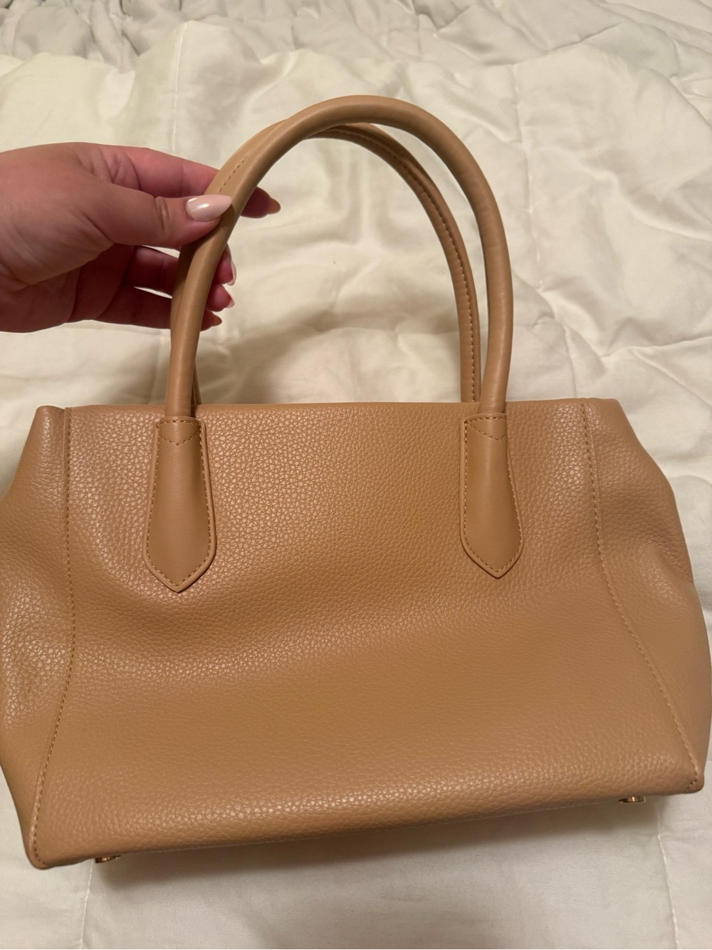 a new day Pebbled Satchel in Camel Tan